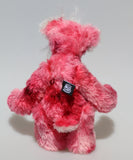 Ada is a sweet, pretty in pink, one of a kind, hand dyed mohair artist teddy bear by Barbara-Ann Bears, Ada stands 12 inches/30 cm tall She is made from hand dyed pink mohair, together with long fluffy white mohair, hand dyed velvet paw pads, hand painted eyes with eyelids, a beautifully embroidered nose and sweet smile