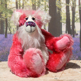 Ada is a sweet, pretty in pink, one of a kind, hand dyed mohair artist teddy bear by Barbara-Ann Bears, Ada stands 12 inches/30 cm tall She is made from hand dyed pink mohair, together with long fluffy white mohair, hand dyed velvet paw pads, hand painted eyes with eyelids, a beautifully embroidered nose and sweet smile