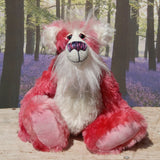 Ada is a sweet, pretty in pink, one of a kind, hand dyed mohair artist teddy bear by Barbara-Ann Bears, Ada stands 12 inches/30 cm tall She is made from hand dyed pink mohair, together with long fluffy white mohair, hand dyed velvet paw pads, hand painted eyes with eyelids, a beautifully embroidered nose and sweet smile