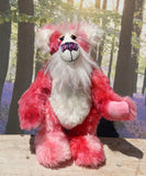 Ada is a sweet, pretty in pink, one of a kind, hand dyed mohair artist teddy bear by Barbara-Ann Bears, Ada stands 12 inches/30 cm tall She is made from hand dyed pink mohair, together with long fluffy white mohair, hand dyed velvet paw pads, hand painted eyes with eyelids, a beautifully embroidered nose and sweet smile