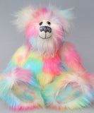 Arabella a sweet and colourful one of a kind artist bear in stunning faux fur and gorgeous fluffy mohair by Barbara-Ann Bears, she stands 13 inches/33 cm tall