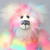 Arabella a sweet and colourful one of a kind artist bear in stunning faux fur and gorgeous fluffy mohair by Barbara-Ann Bears, she stands 13 inches/33 cm tall