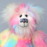 Arabella a sweet and colourful one of a kind artist bear in stunning faux fur and gorgeous fluffy mohair by Barbara-Ann Bears, she stands 13 inches/33 cm tall