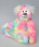 Arabella a sweet and colourful one of a kind artist bear in stunning faux fur and gorgeous fluffy mohair by Barbara-Ann Bears, she stands 13 inches/33 cm tall