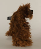 Bruno Pinehandle is a wild thing, yet a very friendly wild thing, a one of a kind, artist bear by Barbara-Ann Bears in wonderful shaggy brown mohair, he stands 12 inches/30 cm tall. He is made from a long dark brown mohair, with a longer dark brown mohair with black tipping and he has dark brown wool felt paw pads. He has beautiful hand painted glass eyes with hand coloured eyelids, a splendid nose embroidered in black cotton and a broad and cheerful smile