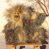 Cyrus sitting in the golden light of the sun. Cyrus Goldcloud is an endearingly sweet one of a kind, artist bear by Barbara-Ann Bears in wonderfully fluffy mohair and faux fur he stands 12 inches/30 cm tall