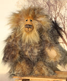 Cyrus standing in the golden light of the sun. Cyrus Goldcloud is an endearingly sweet one of a kind, artist bear by Barbara-Ann Bears in wonderfully fluffy mohair and faux fur he stands 12 inches/30 cm tall