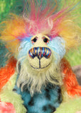 Harry Tickle has beautiful, hand painted eyes with eyelids, a splendid nose embroidered from individual threads to complement his colouring and he has a huge, friendly smile.