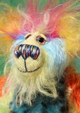 Harry Tickle has beautiful, hand painted eyes with eyelids, a splendid nose embroidered from individual threads to complement his colouring and he has a huge, friendly smile.