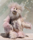 Jerry is a very sweet and gentle one of a kind, artist bear by Barbara-Ann Bears in gorgeous mohair and beautifully coloured pastel faux fur, he stands 14 inches/36 cm tall. He is made from a pale pink and cream faux fur with long cream mohair, cream wool felt paw pads, hand painted eyes, a beautifully embroidered nose and a cheerful smile.