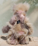 Jerry is a very sweet and gentle one of a kind, artist bear by Barbara-Ann Bears in gorgeous mohair and beautifully coloured pastel faux fur, he stands 14 inches/36 cm tall. He is made from a pale pink and cream faux fur with long cream mohair, cream wool felt paw pads, hand painted eyes, a beautifully embroidered nose and a cheerful smile.