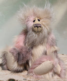 Jerry is a very sweet and gentle one of a kind, artist bear by Barbara-Ann Bears in gorgeous mohair and beautifully coloured pastel faux fur, he stands 14 inches/36 cm tall. He is made from a pale pink and cream faux fur with long cream mohair, cream wool felt paw pads, hand painted eyes, a beautifully embroidered nose and a cheerful smile.