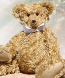 Walter is a large traditional one of a kind artist teddy bear in antique gold mohair by Barbara Ann Bears with an Edwardian collar he stands 21.5 inches/54cm tall. Walter has beige wool-felt paw pads, amber glass eyes, a neat hand embroidered nose and a sweet smile. Walter comes with an Edwardian style shirt collar and stud.