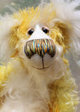 Alfredo Buttercup, a one of a kind, hand dyed mohair artist bear by Barbara-Ann Bears