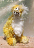 Alfredo Buttercup, a one of a kind, hand dyed mohair artist bear by Barbara-Ann Bears