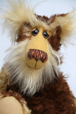 Balthazar is a magnificent and very handsome, one of a kind, artist teddy bear by Barbara-Ann Bears in a gorgeous fluffy and batik mohair, he stands 19.5 inches (50 cm) tall and is 15 inches (38 cm) sitting.
