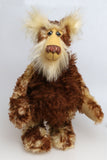 Balthazar is a magnificent and very handsome, one of a kind, artist teddy bear by Barbara-Ann Bears in a gorgeous fluffy and batik mohair, he stands 19.5 inches (50 cm) tall and is 15 inches (38 cm) sitting.