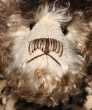 Borodin The Bison Biter is a wild and grumpy, number one in an edition of ten, artist bear made from fluffy and tipped mohairs by Barbara Ann Bears