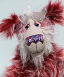 Bartholomew is a fabulous and charismatic, one of a kind, artist teddy bear in gorgeous hand-dyed mohair and faux fur by Barbara-Ann Bears. Bartholomew stands 21.5 inches (55 cm) tall and is 16 inches (40 cm) sitting.