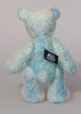 Bobby Daydream is a very handsome & subtly colourful, traditional, one of a kind artist teddy bear, in fabulous hand dyed mohair by Barbara Ann Bears, he stands 10 inches/25 cm tall and 7.5 inches/18 cm sitting. Bobby Daydream is made from a fairly short and sparse mohair, hand-dyed in natural blues, aqua and turquoise