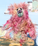 Bramble is a sweet and very cheerful, one of a kind artist bear, in hand dyed mohair by Barbara-Ann Bears Bramble stands 10 inches( 25 cm) tall and is 7.5 inches (19 cm) sitting. Bramble is a beautifully coloured and very happy teddy bear who is also wonderfully fluffy, he isn't a bear to dazzle but he is full of love and cuddles.