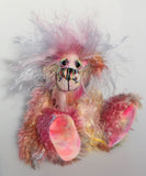 Bronwyn is a beautiful, happy and subtly colourful, one of a kind, hand dyed mohair artist teddy bear by Barbara-Ann Bears