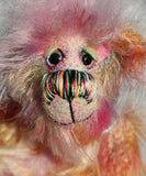 Bronwyn is a beautiful, happy and subtly colourful, one of a kind, hand dyed mohair artist teddy bear by Barbara-Ann Bears