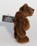 Bruce McCubbin is a very sweet and happy little brown mohair artist bear by Barbara Ann Bears, he stands just 6 inches( 15 cm) tall and is 4.5 inches (11 cm) sitting. Bruce McCubbin is made from a short, stubbly brown mohair, perfect mohair for a proper little bear, his paw pads are made from the same mohair trimmed