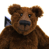 Bruce McCubbin is a sweet and happy little bear. Bruce likes to think he's a proper little bear, that he can go our into the woods to hunt elk and reindeer, well at least beetles and acorns and maybe a spider if it isn't too scary. A bigger spider will have him running back to you, climbing up your back, over your shoulder until he is right in front of your face demanding a cuddle, well he's just a sweet little bear and he's very good at warning you if big hairy spiders are about.