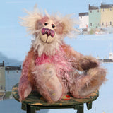 Caspian is a loveable, fluffy and subtly coloured, one of a kind artist bear, in tousled and shaggy hand dyed mohair by Barbara-Ann Bears Caspian stands 11.5 inches (29 cm) tall and is 9 inches (23 cm) sitting. Caspian is a mystical bear of gorgeous, yet very subtle colours.