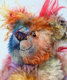 Charlie Chuffle is an extremely lovable, sweet and happy one of a kind artist bear made from beautiful hand dyed mohair by Barbara Ann Bears Charlie Chuffle stands just 8 inches (20 cm) tall and is 6 inches (15cm) sitting, this doesn't include his beautiful red mohawk which adds a further 2.5 inches (7cm)