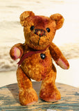 Chris Chuffington is a very happy and friendly, one of a kind, artist teddy bear made from vintage gold crushed velvet by Barbara Ann Bears Chris Chuffington stands 8 inches( 20 cm) tall and he is 6 inches (15 cm) sitting. Chris Chuffington is a wonderful, happy bear, he has a big happy smile and a perky happy nose
