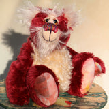 Christoff is a very cuddly and jolly one of a kind, red and cream mohair artist teddy bear by Barbara-Ann Bears who is full of love Christoff stands 10 inches( 25 cm) tall and is 7.5 inches (19 cm) sitting. Christoff is ready for a cuddle, well he's always ready for a cuddle, it's what he loves most!