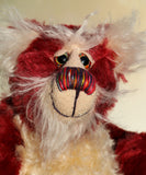 Christoff is a very cuddly and jolly one of a kind, red and cream mohair artist teddy bear by Barbara-Ann Bears who is full of love Christoff stands 10 inches( 25 cm) tall and is 7.5 inches (19 cm) sitting. Christoff is ready for a cuddle, well he's always ready for a cuddle, it's what he loves most!