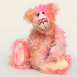 Clarence is a gentle, elegant and delicately colourful, one of a kind, hand dyed mohair, shaggy artist bear by Barbara-Ann Bears
