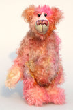 Clarence is a gentle, elegant and delicately colourful, one of a kind, hand dyed mohair, shaggy artist bear by Barbara-Ann Bears