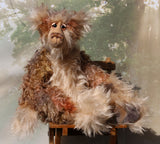 Crackerjack is a magnificent, charming and elegant, one of a kind, artist bear by Barbara-Ann Bears in luxurious hand-dyed fluffy mohair. He's 25 inches(64 cm) tall from his toes to his head and is 18 inches(46 cm) sitting from his bottom to his head, he has flexible knees and bent legs so he sits rather elegantly.