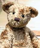 Eduardo is a large, traditional one of a kind, artist teddy bear in splendid vintage crushed velvet by Barbara Ann Bears Eduardo is quite a large bear, he's 21.5 inches (54 cm) tall and is 15 inches (39 cm) sitting. Eduardo is a wonderful, friendly traditional teddy bear with a great presence