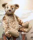 Eduardo is a large, traditional one of a kind, artist teddy bear in splendid vintage crushed velvet by Barbara Ann Bears Eduardo is quite a large bear, he's 21.5 inches (54 cm) tall and is 15 inches (39 cm) sitting. Eduardo is a wonderful, friendly traditional teddy bear with a great presence