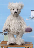 Fairbrother is a sweet and gentle, one of a kind, traditional artist teddy bear made from beautiful German mohair, by Barbara-Ann Bears Fairbrother stands 12 inches (30cm) tall and is 9 inches (23cm) sitting Fairbrother is made from beautiful, slightly wavy, silver German mohair which has a hint of lilac in the backing