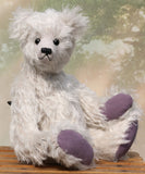 Fairbrother is a sweet and gentle, one of a kind, traditional artist teddy bear made from beautiful German mohair, by Barbara-Ann Bears Fairbrother stands 12 inches (30cm) tall and is 9 inches (23cm) sitting Fairbrother is made from beautiful, slightly wavy, silver German mohair which has a hint of lilac in the backing