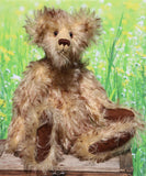 Hank PRINTED jointed mohair teddy bear sewing pattern to make a quirky Barbara-Ann Bear, with a long nose, big belly, long hands and feet. The Hank Teddy Bear pattern makes a curious, old-fashioned Barbara-Ann Bear, with a long nose