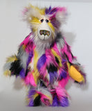 Miguel is a big, heavy bear he's very happy and colourful yet with a very dignified and relaxed manner. A gentle bear always ready for a little (or a lot of) hugging. He has a charming expression, you can sense that he wants you to be happy and he'll try his best to ensure that you are, he'll listen to you talk about anything that might have upset you and although he can't talk you know that he's always on your side.