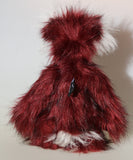 Molly Cuddle a sweet and gentle one of a kind artist bear in stunning burgundy coloured faux fur and gorgeous long fluffy white mohair by Barbara-Ann Bears, she stands 10 inches/25 cm tall and is 7.5 inches/19 cm sitting. Molly Cuddle has beautiful, hand painted eyes with eyelids, a splendid nose embroidered from individual threads and a sweet, friendly smile
