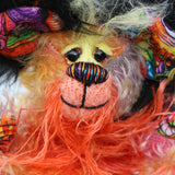 Mousetopheles has beautiful hand painted eyes with hand coloured eyelids, an intricately embroidered nose sewn from individual threads to match his colouring and the sweetest smile