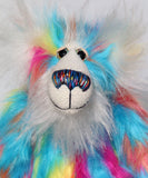 Pedro Piccolo, a comical one of a kind artist bear in colourful faux fur and mohair by Barbara Ann Bears