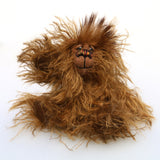 Phizzin McPhuzzin is a very sweet and happy little brown mohair artist bear by Barbara Ann Bears, he stands just 6 inches( 15 cm) tall and is 4.5 inches (11 cm) sitting. Bruce McCubbin is made from a very long and fluffy chocolate brown mohair while the top of his head is a very similar mohair but tipped with black