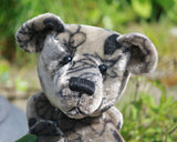 Grimble PRINTED traditional jointed mohair teddy bear sewing pattern by Barbara-Ann Bears for a traditional 17 inch/43cm teddy bear  The Grimble pattern makes a sweet, old-fashioned Barbara-Ann Bear who stands about 17 inches/43cm tall.