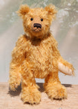 William is an elegant and charming, classical, one of a kind, traditional artist teddy bear by Barbara Ann Bears, he stands 14 inches/36cm tall and is 10 inches/26 cm sitting. William is made from a beautiful, slightly sparse, fairly long, feathery, strawberry blonde coloured German mohair
