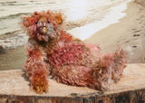 Winnie McInnery, a wild, quite large and characterful, one of a kind artist bear by Barbara-Ann Bears in gorgeous scraggly hand dyed mohair, she stands 19 inches (48 cm) tall and is 13.5 inches (34 cm) sitting. She is made from a gorgeous, long, straggly mohair that Barbara has dyed in a multitude of natural colours